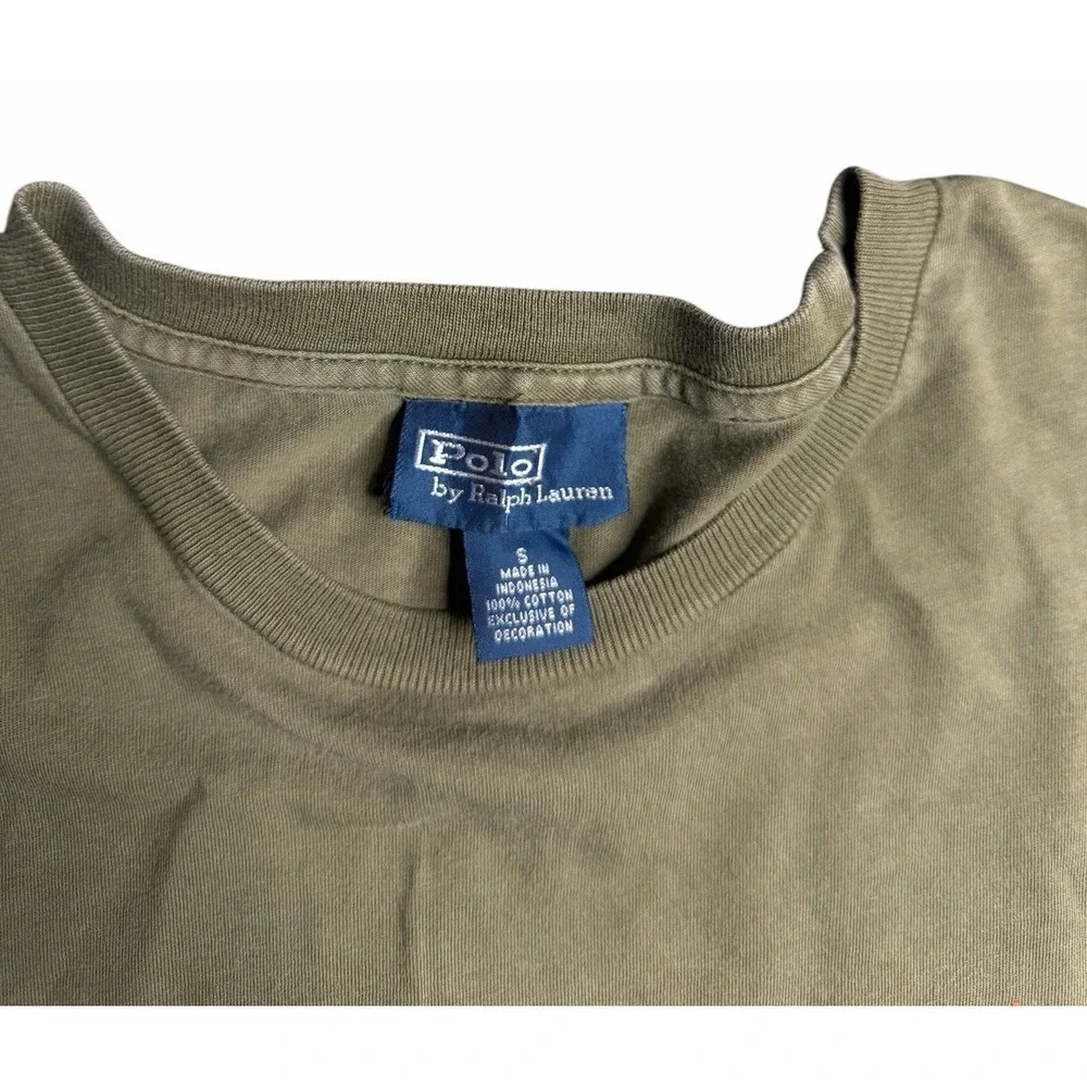 Men/Ralph Lauren‎ Polo/Crew Neck T-Shirt/Olive Green w/Orange Pony/small
